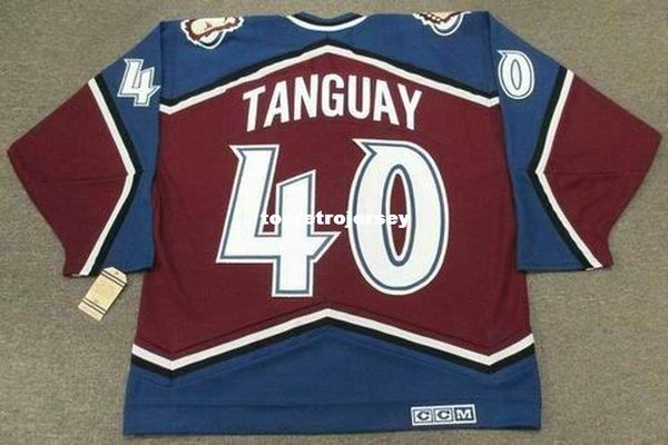 

wholesale mens alex tanguay colorado avalanche 2001 ccm vintage away retro hockey jersey, Black;red