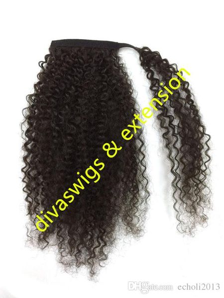 Afro kinky rabo de cavalo afro puff kinky encaracolado cordão rabo de cavalo peruca peruca clipe natural extensão do cabelo humano frete grátis 100g-160g