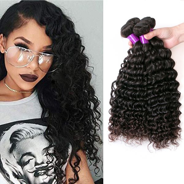 Brazilian Deep Wave Hair Bundles 100 Human Hair Weaving 1 3 4