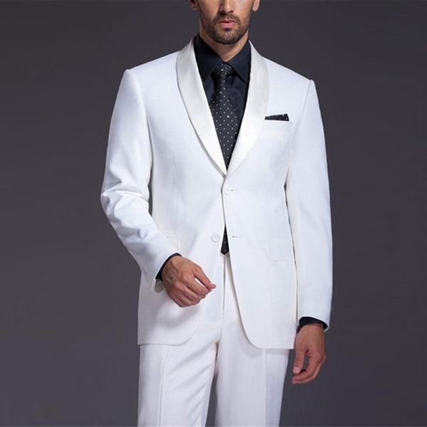 

2018 men suits white shawl lapel business evening dress wedding suits custom made slim fit formal groom tuxedos 2piece man prom blazer, Black;gray