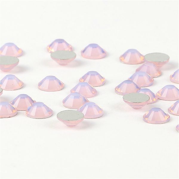 

ss3 - ss30 (1.2mm - 6mm) pink opal non-ix rhinestones nail strass, 1440pcs/lot, flat back nail art glue on crystal stones, Silver;gold