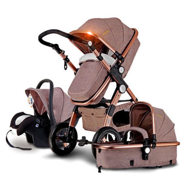

Baby troller high end 3 in 1 car eat foldable pu hchair high view pram