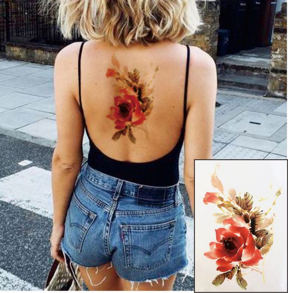 Acheter Le Tatouage Temporaire De La Fleur Aquarelle Ft08 Peut être Utilisé Pour Le Corps De Lépaule De La Cuisse Ou Du Dos De 3457 Du Jiaogao