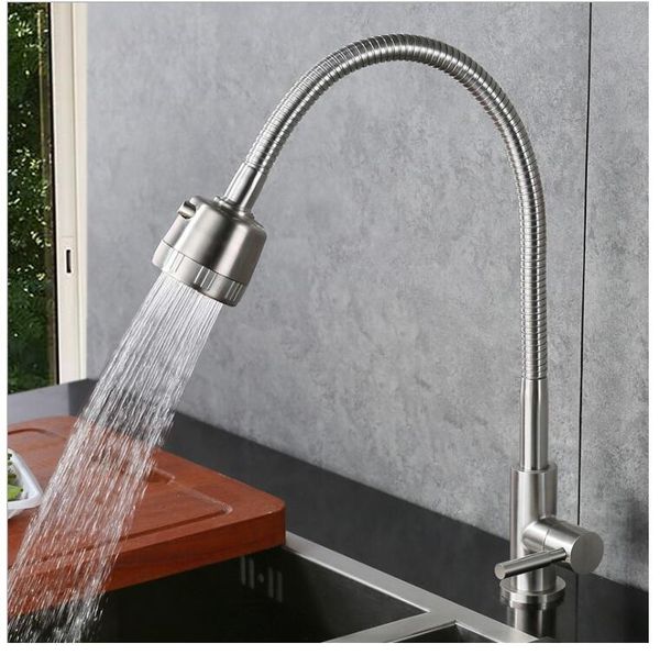 

2 function chrome finish wall mounted single handle kitchen faucet cold water tap