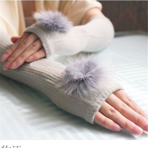 

gloves 2018 women casual fingerless knitted fashion new arrival arm warmer winter gloves nm60, Blue;gray