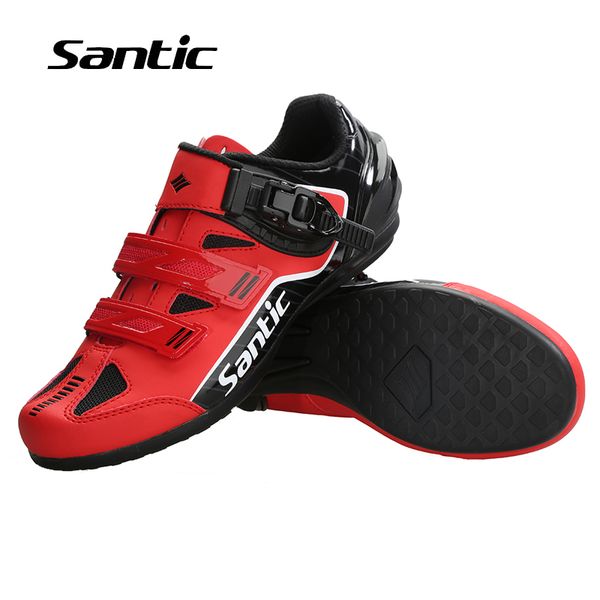 

santic men cycling shoes rubber anti-slip shoes for mountain road bike new breathable pro bicycle riding sneakers, Black
