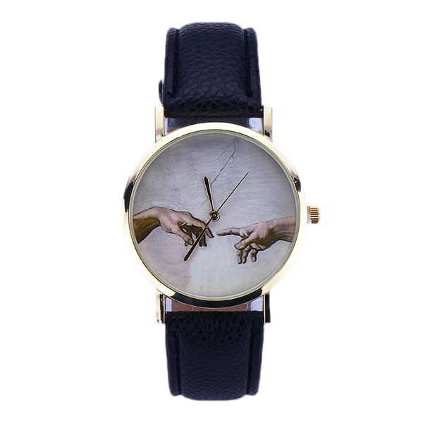 

creation of adam printing women wrist watch christian ladies leather band alloy case watch classic female quartz #25, Slivery;brown