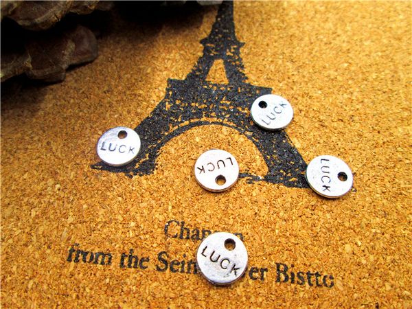 

150pcs -luck small disc charms,antique tibetan silver good luck pendants charms 9mm, Bronze;silver