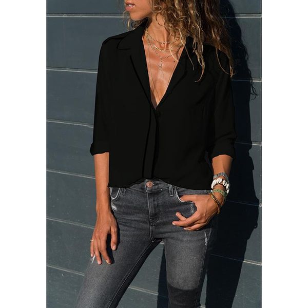 

2018 new autumn women blouse shirt v-neck long sleeve work shirts women office office lady blouses ws9883x, White