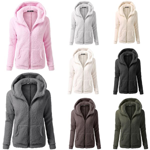 

Winter herpa pullover hooded jacket women zipper fleece oft warm coat overcoat outwear thicken warm home clothing 8color 8 ize aaa1025