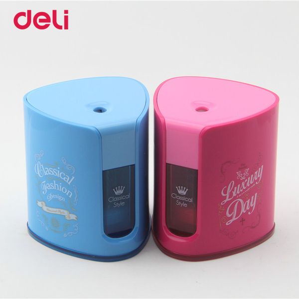 

deli crown school electric pencil sharpener stationery office home supplies automatic deskpencil sharpeners for kids 2 color