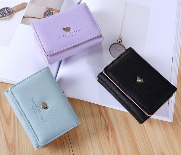 

2018 rectangle fashionable leisure lady card bag pu pocket money wallet mobile wallet short coin purses card holders mini wallets a8m285, Red;black
