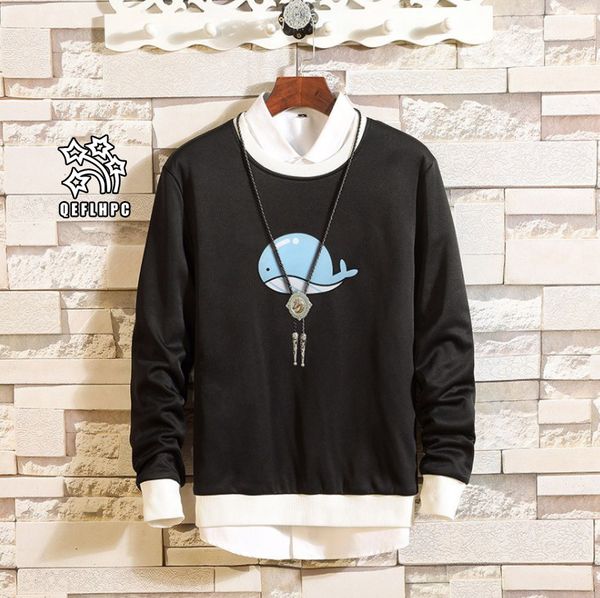 

autumn winter keep warm fashion casual men coat sweater long sleeves men hoodies & sweatshirts men clothing circular collar pullover ay94, Black