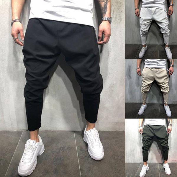 

huation 2018 fashion men joggers pencil sweatpants sportswear fitness track pants hip hop cool streetwear pants pantalon hombre, Black