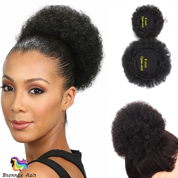 Fashion Human Hair Afro Curly Chignon Ponytail Bun Donut Short