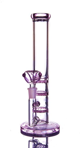 Bong Girly Honeycomb Shishas Glaswasserpfeifen 3 Schichten Niedliche Dab Bong 11 Zoll und 14 mm Gelenk