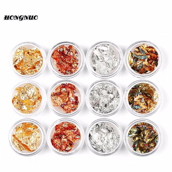 

foil polish gold silver 4 colors tinfoil 3d nail art stickers diy decorations glitter nail foil wraps for nails 0927, Black