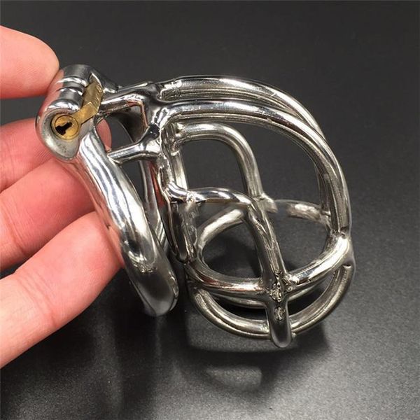 

third for super chastity small steel 55mm stainless male adults device 2.1" short curve cock length generation for cage toysjouets xwob