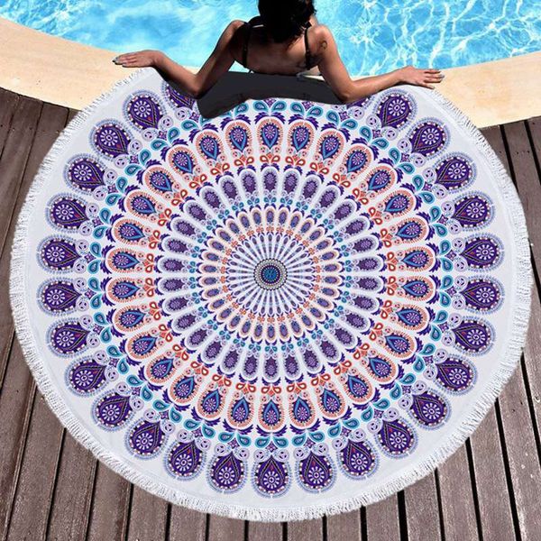 

150cm printed mandala round fringe beach towel yoga mat beach towels new arrival round fringe towel yoga mat