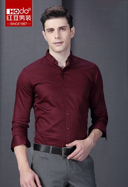 

hodo dress shirts mandarin collar mens dress shirts oxford regular single breasted shirt men camisa masculina mens, White;black