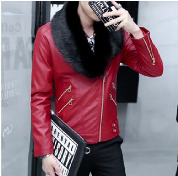 

мужские осенние и зимние новые европейские и американские модные новые индивидуальные тренды для волос из неосновной кожаной куртки / s-2xl, Black