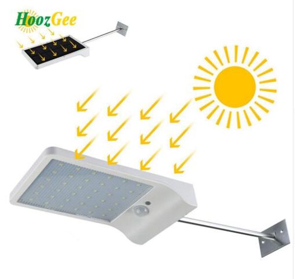 

hoozgee солнечная энергия уличный свет 450lm 36 led pir датчик движения лампы сад лампы безопасности открытый настенный светильник с палкой