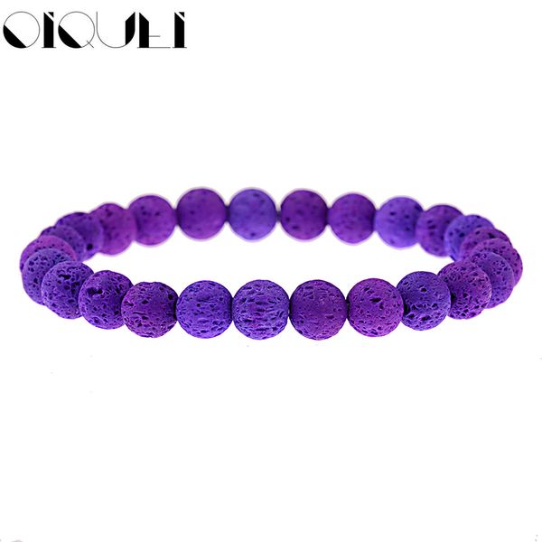 

oiquei natural lava rock stone beaded bracelet for men fashion healing balance women's casual yoga bracelet jewelry gifts, Black