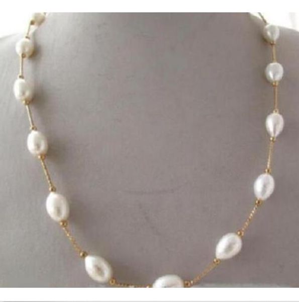 

18" huge 13-10mm south sea white natural pearl necklace 14k yellow golden clasp, Silver