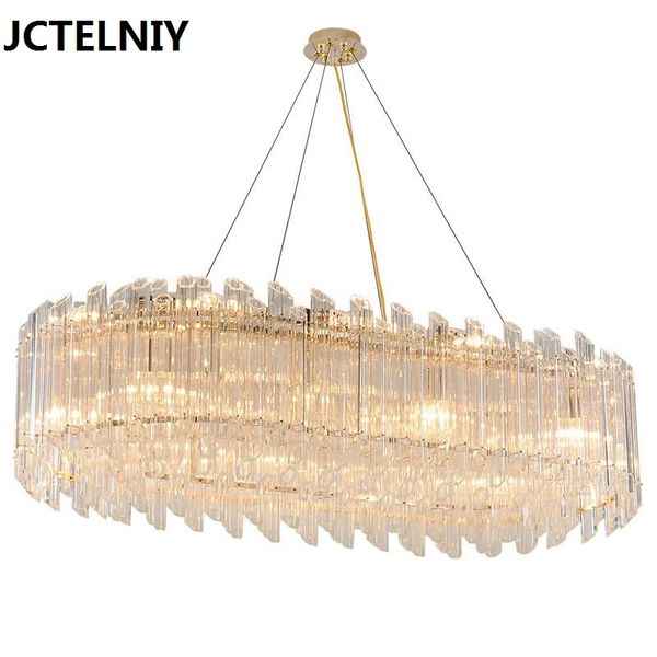 

Post-modern crystal chandeliers modern simple living room bedroom lights light design gold LED new rectangle restaurant chandeliers