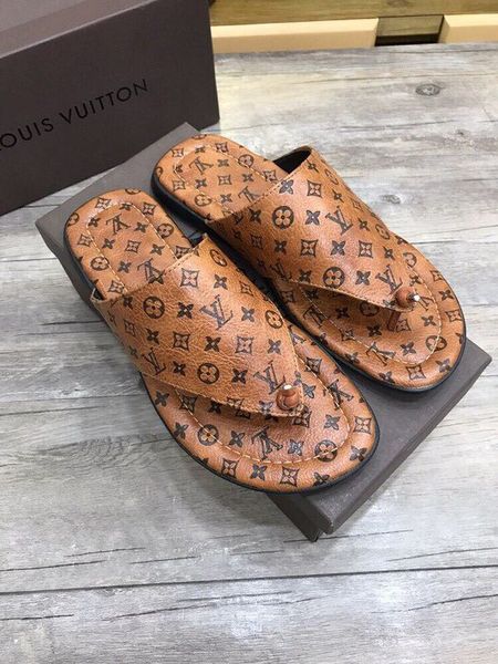 

Brown printed flip flops 207507 guan Men Dress Shoes BOOTS LOAFERS DRIVERS BUCKLES SNEAKERS SANDALS