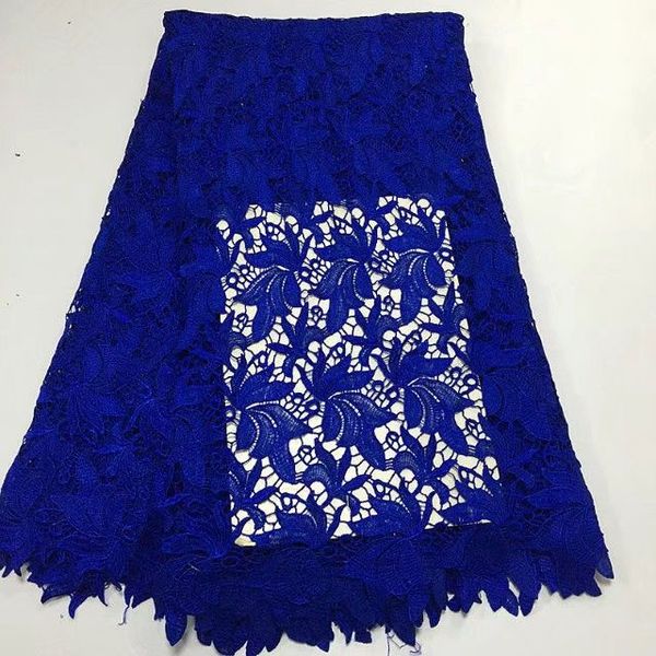 

5 yards/pc fashion royal blue leaves african water soluble guipure lace embroidery for french cord lace fabric for dress bw160-1, Black;white