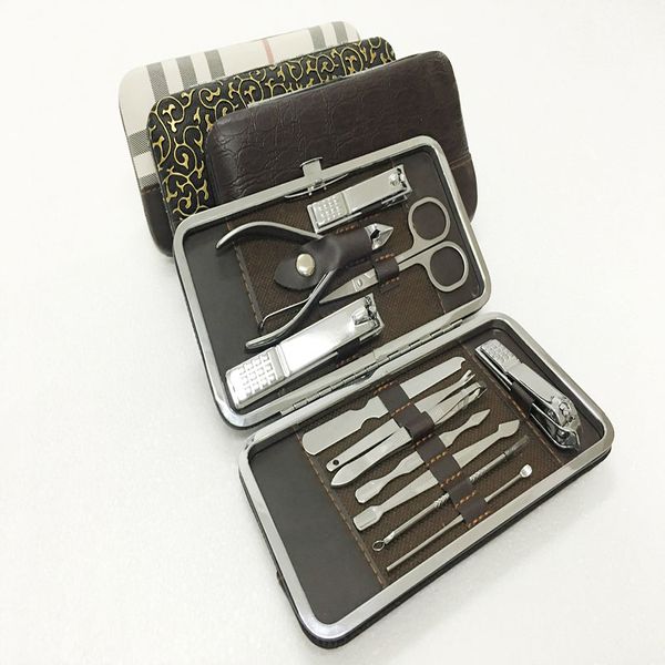 

12pcs stainless steel nail manicure tool kit nail scissors nail art clipper pedicure scissor tweezer knife ear pick utility mnicure set