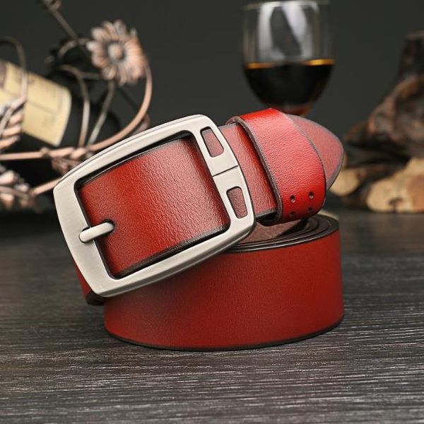 

new single layer leather belt leather needle button casual jeans belt red black and brown are optional, Black;brown