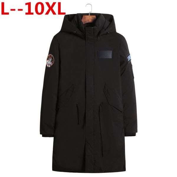 

plus size 10xl 9xl 8xl 6xl 2018 casual men winter coat warm jacket medium long thickening windproof coat for male large big, Black