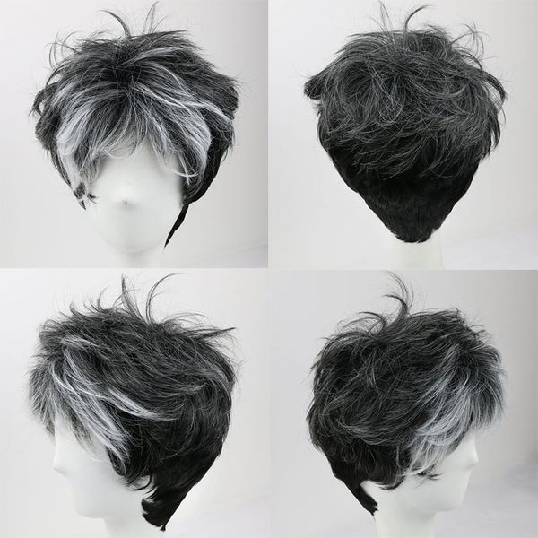 Capless Short Ombre Wig With Bangs Wavy Synthetic Wig For Black