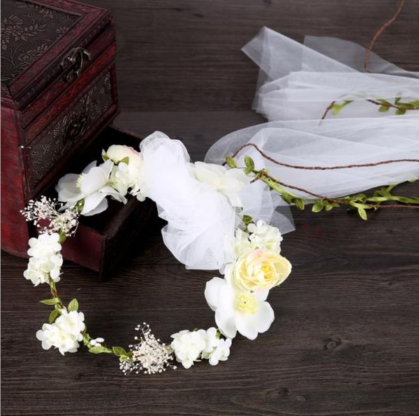 

bridal headwear, wreath, netting, hairpin, korean wedding style wedding yarn location p garland accessories, Slivery;golden