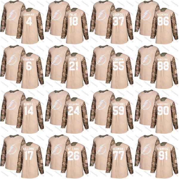 

Tampa Bay Lightning 2017 Camo Veterans Day 77 Victor Hedman 86 Nikita Kucherov 88 Andrei Vasilevskiy 91 Steven Stamkos Sergachev Jersey