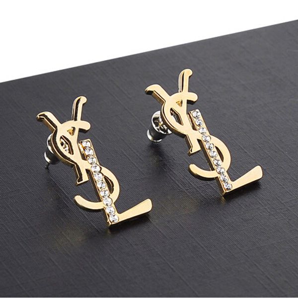 

Роскошный Бренд Письмо C Дизайн Серьги Двойной Слой Кристалл Кулон Серьги Серьги