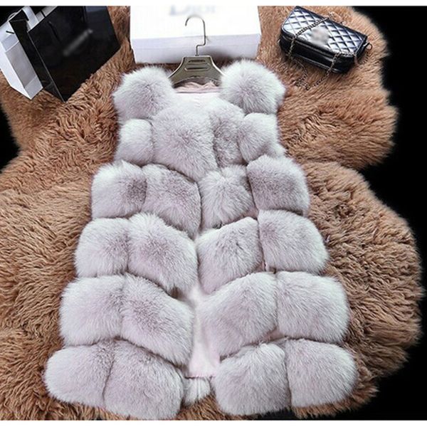 

new fashion faux fur coat winter women casual slim sleeveless faux fur vest winter jacket women casaco feminino christmas, Black