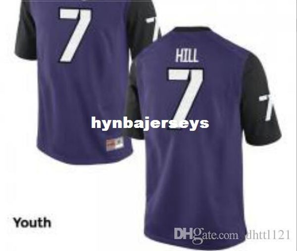 

men #7 purple kenny hill tcu horned frogs alumni jersey stitched football jerseys, Black;red