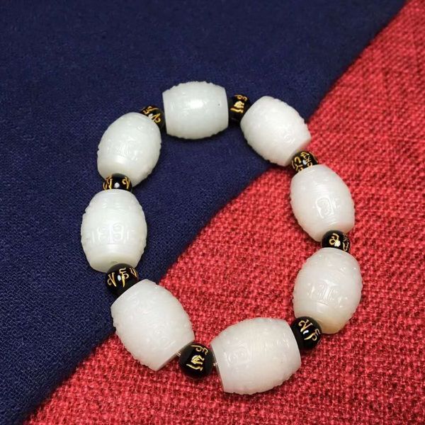 

j60#hetian jade white jade bracelet, is warm and delicate, Golden;silver