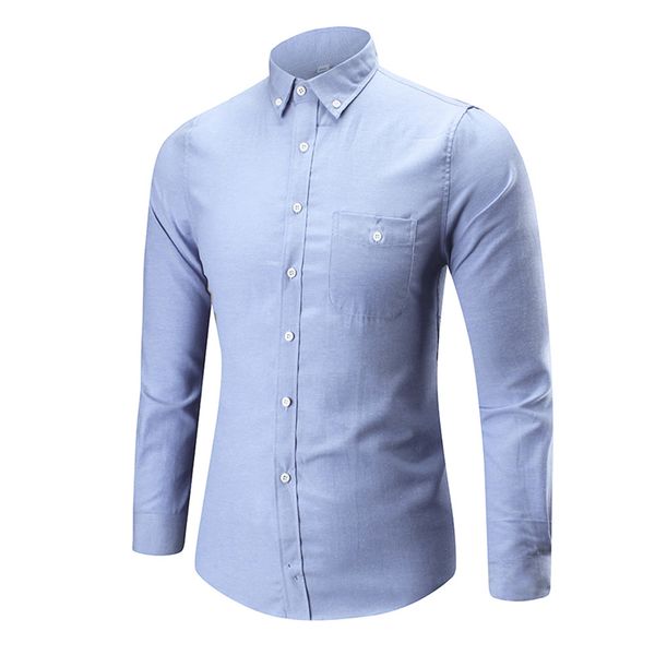 

lncdis shirt men autumn casual oxford formal slim fit solid long sleeve turn-down collar fit tee dress imported clothing 10, White;black