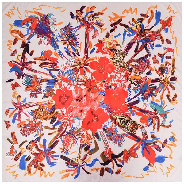 

new twill silk scarf women hijab square designer fashion scarves female floral large shawls& beach stoles wraps bandana130cm*130cm kkprb, White;black