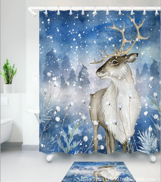 2019 Nature Animal Lover Shower Curtains Watercolor Walking Deer