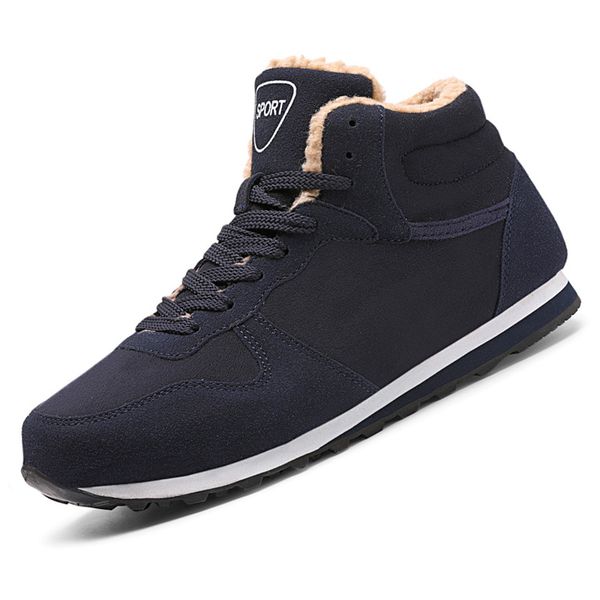 

big size37-47 men shoes 2018 fashion new winter casual ankle boots warm winter fur man snow boots flock leather footwear, Black