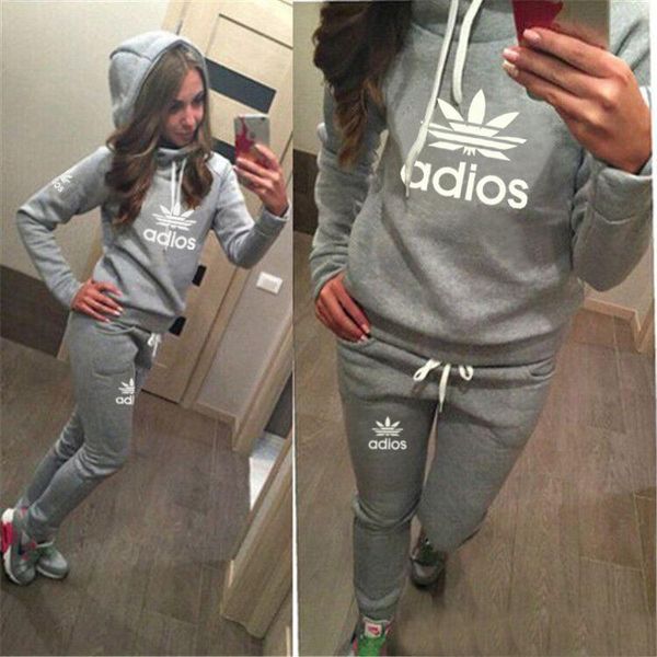 

shipping new sport suits tracksuit for women sweatshirt and joggers sets plus size autumn winter coat svitshoodie, Gray