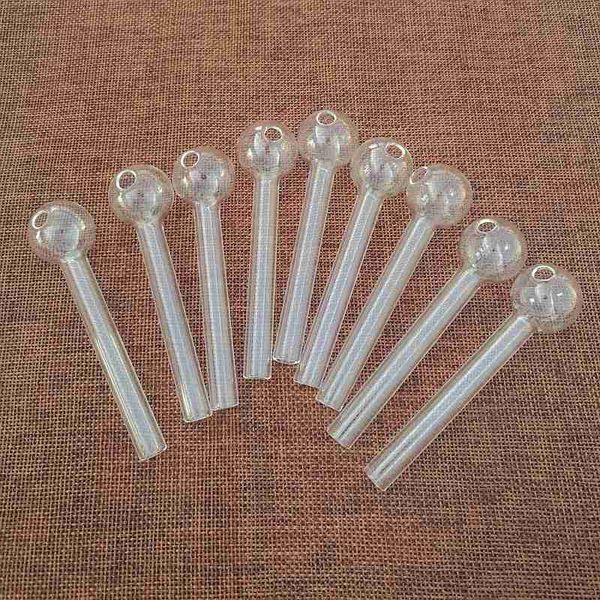Disponibile Pipe in vetro trasparente Pyrex Oil Burner Pipe 10cm / 4inch Mini Pipa in vetro Cucchiaio Hand Pipes Accessori per fumatori