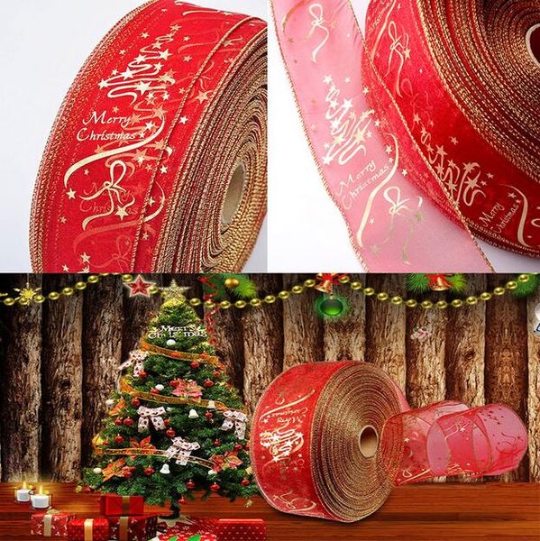 200 cm Decorações Da Árvore de Natal Fitas de Abastecimento Do Partido Xmas Bow Ribbon High-Grade Decorações De Natal Para Casa GA535