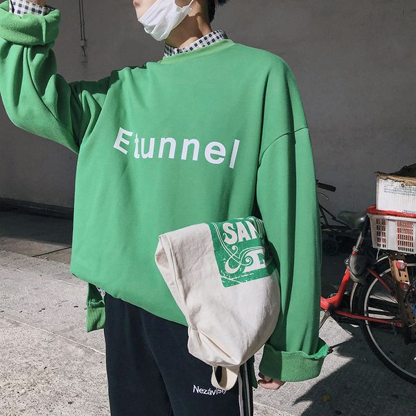 

2018 spring and autumn new men's solid color cotton polyester simple long-sleeved casual sweatshirt business youth temperament, Black