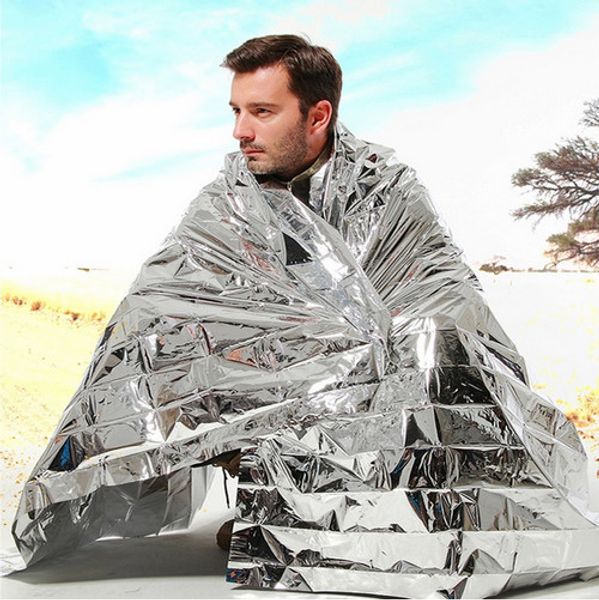 

new outdoor water proof emergency survival rescue blanket foil thermal space first aid sliver rescue curtain military blanket ny070